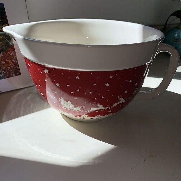 Mixing Bowl 10" The Bakeshop by Master Class Santa's Trip Ceramic Christmas NWOT - Picture 4 of 7